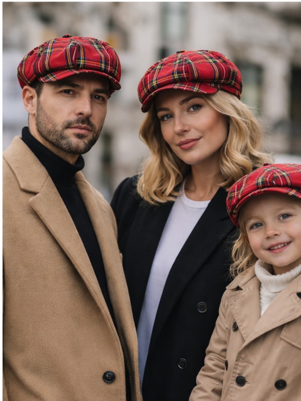 Red Tartan Plaid Newsboy Hat Baker Boy Cap Vintage Unisex OS